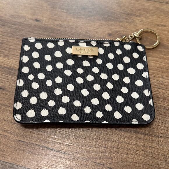 KATE SPADE Black and White Cardholder Keychain Wallet - Picture 1 of 5